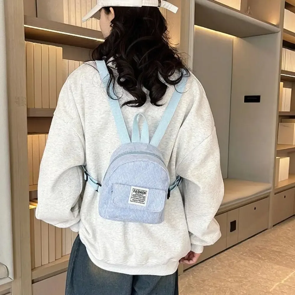 sac à dos en velours côtelé pour téléphone portable pour femme, sac à main de style coréen, mini sacs initiés, sac à dos solide, sacs d'école pour document