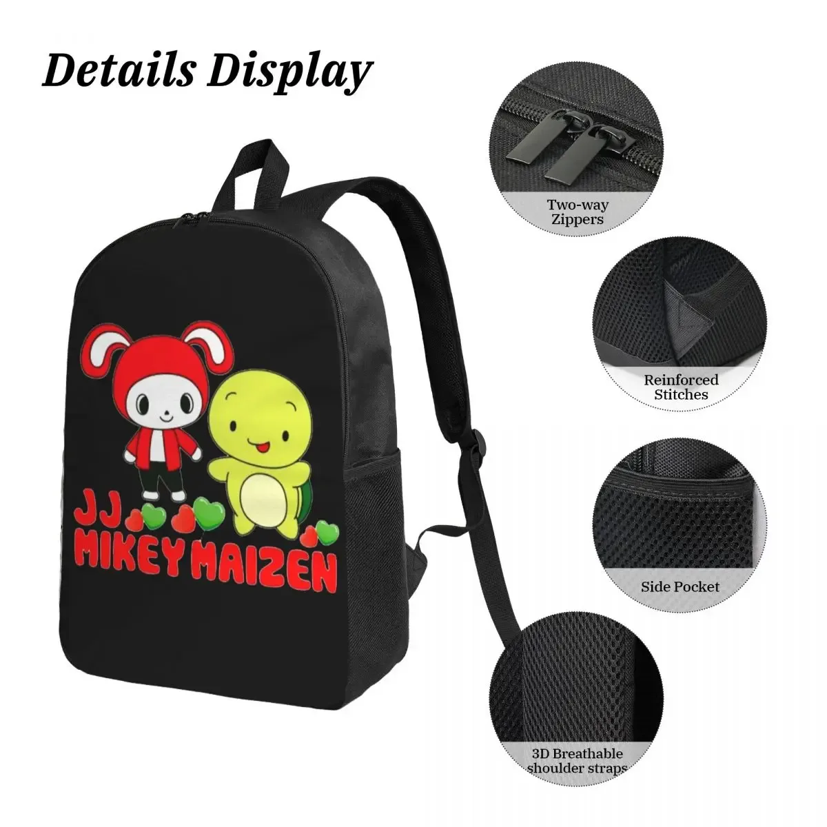 sac à dos jj mikey maizen pour étudiants, garçons et filles, sac d'école, sac à bandoulière pour ordinateur, 3 pièces, sac à lunch isotherme, trousse à crayons