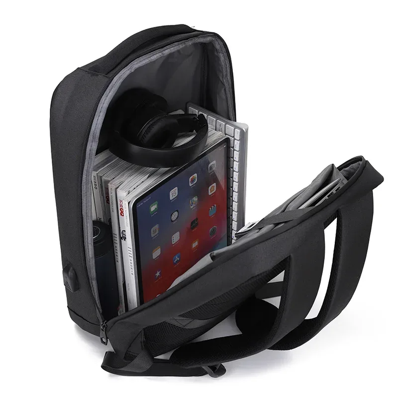 sac à dos d'affaires de grande capacité pour hommes, coque rigide, haut sens, décontracté, étanche, réfléchissant, pour ordinateur portable, usb, cartable pour hommes