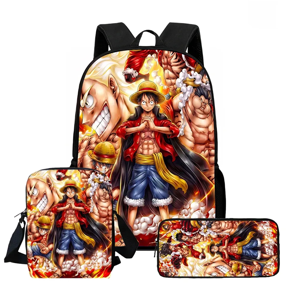 sac à dos scolaire 3-en-1 one piece léger et durable avec sac bandoulière et trousse pour enfants de 6 à 10 ans (école primaire)
