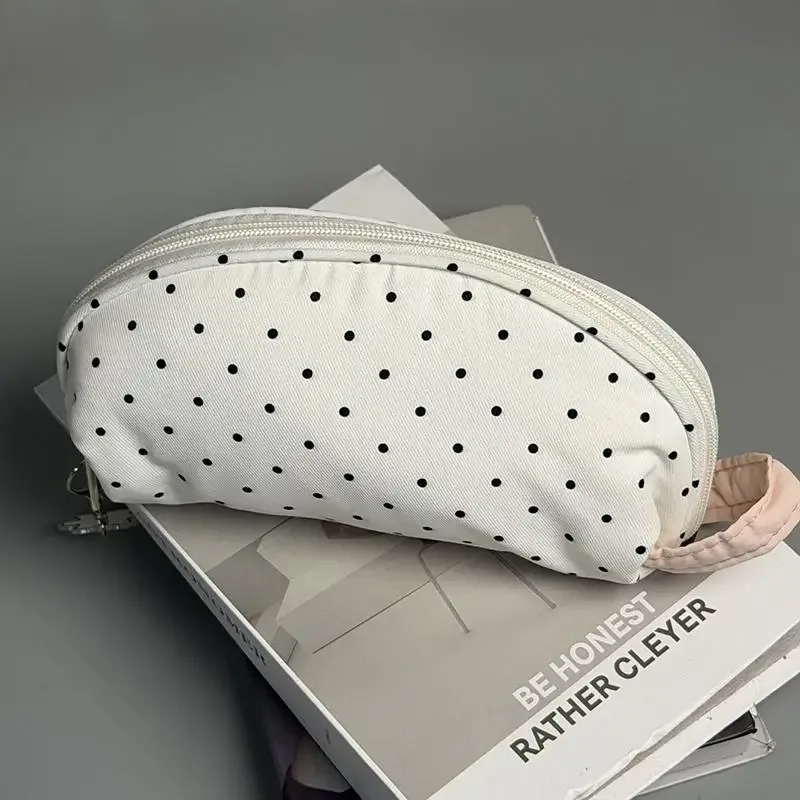 trousse à crayons à pois, grande capacité, sac à stylos au toucher doux, pochette de papeterie, organisateur de papeterie, pour la rentrée scolaire