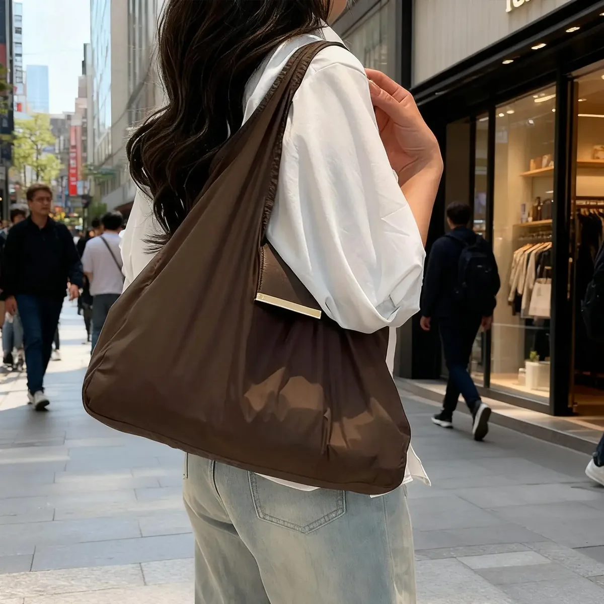 sac de courses pliable, sac fourre-tout réutilisable, mini sac extensible, léger, écologique, porte-clés, sac réutilisable de grande capacité