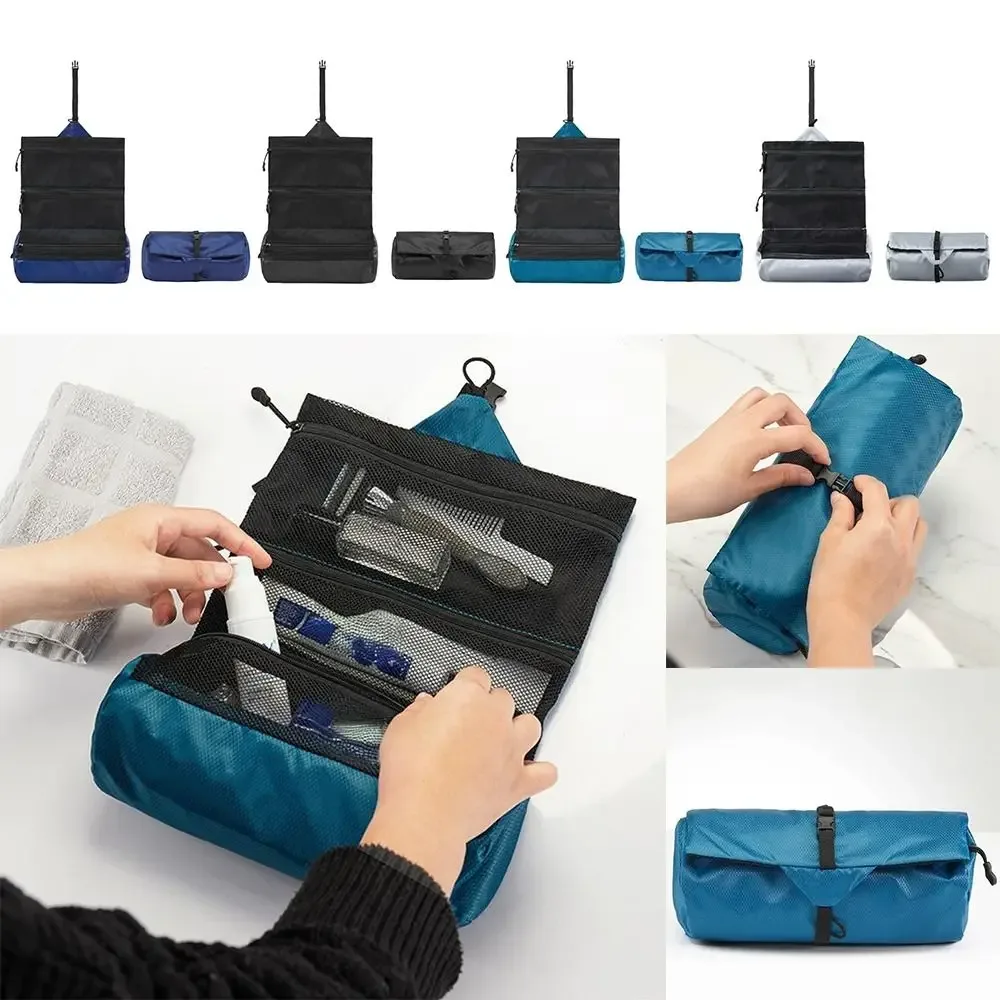 trousse de toilette pliable portable de grande capacité, pochette de lavage de voyage étanche pour voyage d'affaires, sac à cosmétiques en plein air