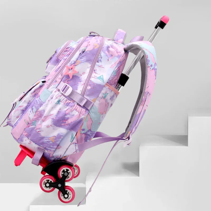 sac à dos scolaire à roulettes pour enfants, sac à dos à roulettes pour filles, sac à roulettes pour étudiants, bagage à roulettes de voyage