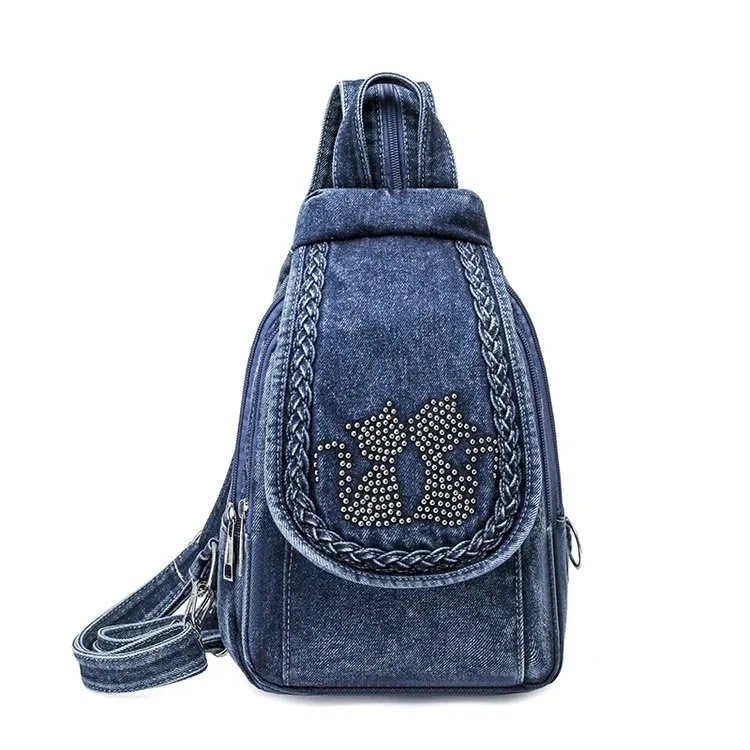 sacs à dos en jean tendance pour femmes, petits sacs de voyage, sacs à dos en jean pour femmes, sacs de poitrine pour femmes