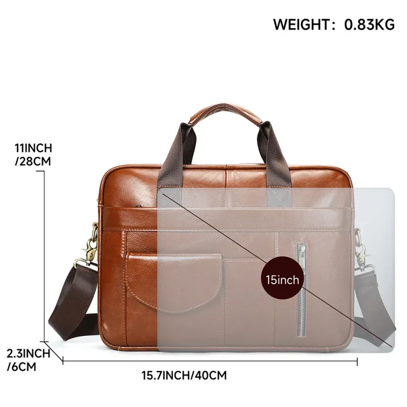 porte-documents en cuir véritable pour hommes, best-seller, grande capacité, sacoche pour ordinateur portable de 14 pouces, sac en cuir de vachette de qualité supérieure