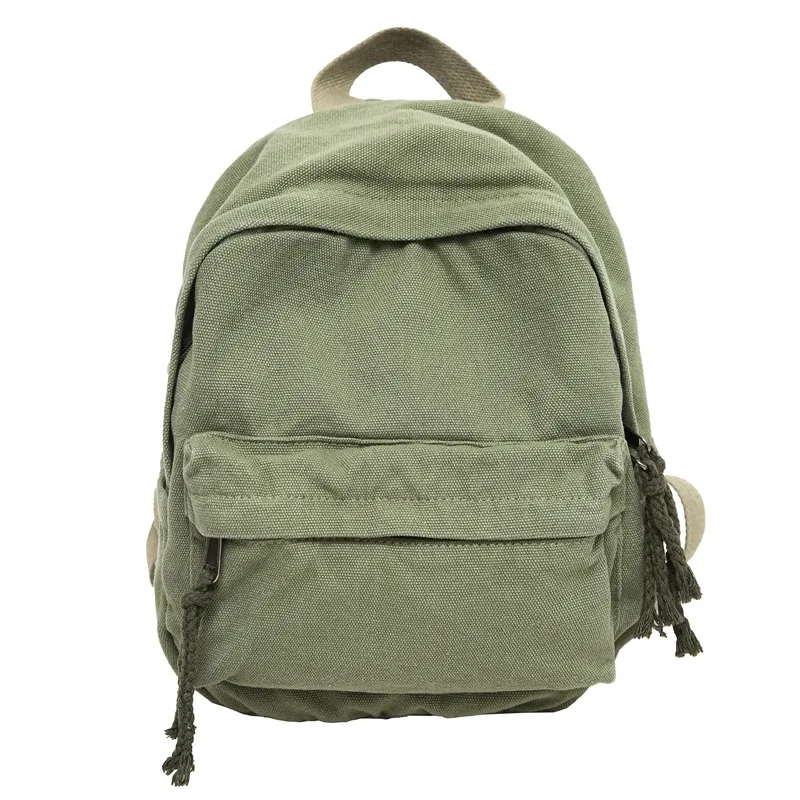 petits sacs à dos 100% coton pour femmes, sacs de loisirs ou de voyage en toile solide, sacs d'école mignons en tissu pour enfants, sacs à bandoulière vert