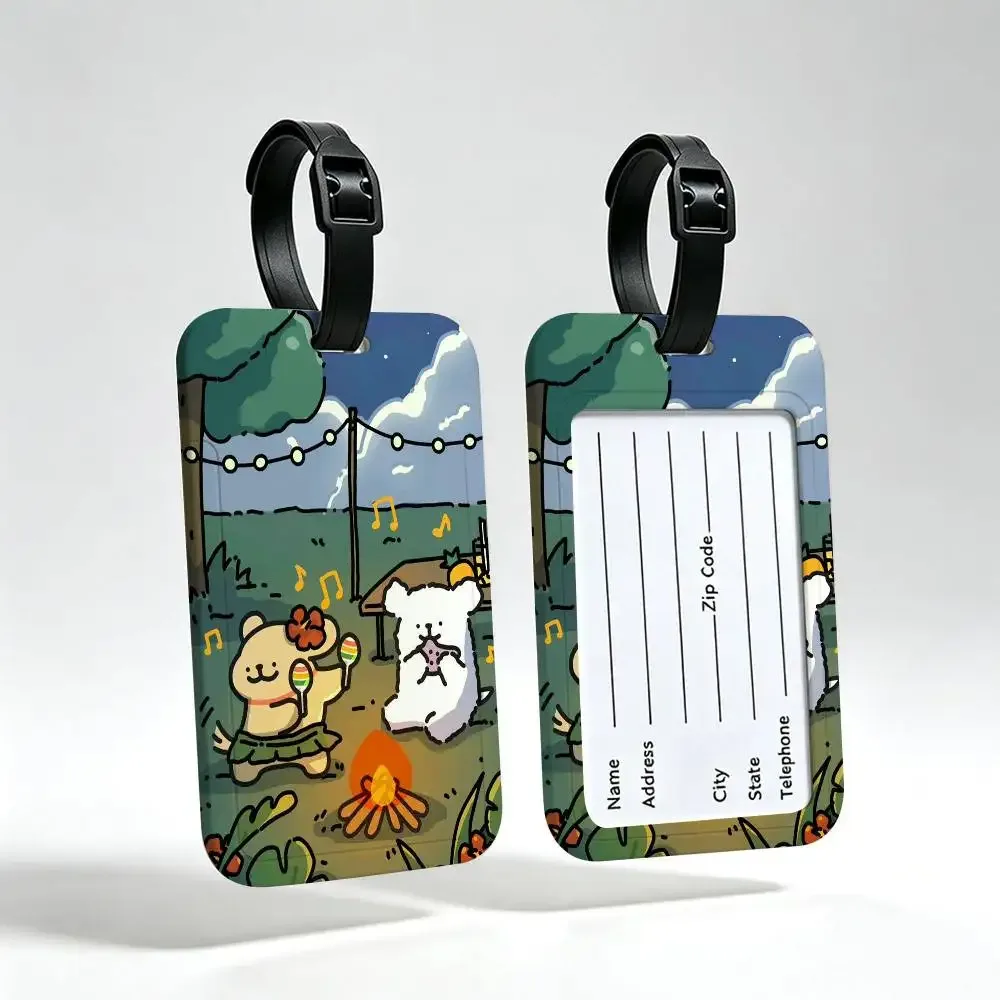 line cartoon p-puppys étiquette de voyage anti-perte en pvc, porte-carte d'informations, étiquette de bagage imperméable