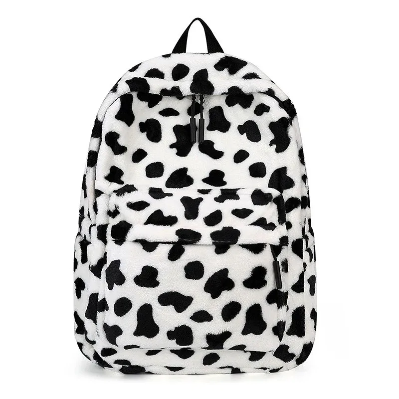 sac à dos léopard en peluche, sac d'école pour adolescents, grande capacité, mode étudiants, sac à dos élégant à bandoulière pour voyage en plein air