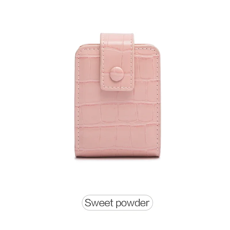 mini sac de rouge à lèvres portable avec miroir, petit sac à cosmétiques minimaliste avec bouton, mallette de rangement de maquillage pour femmes en relief crocodile