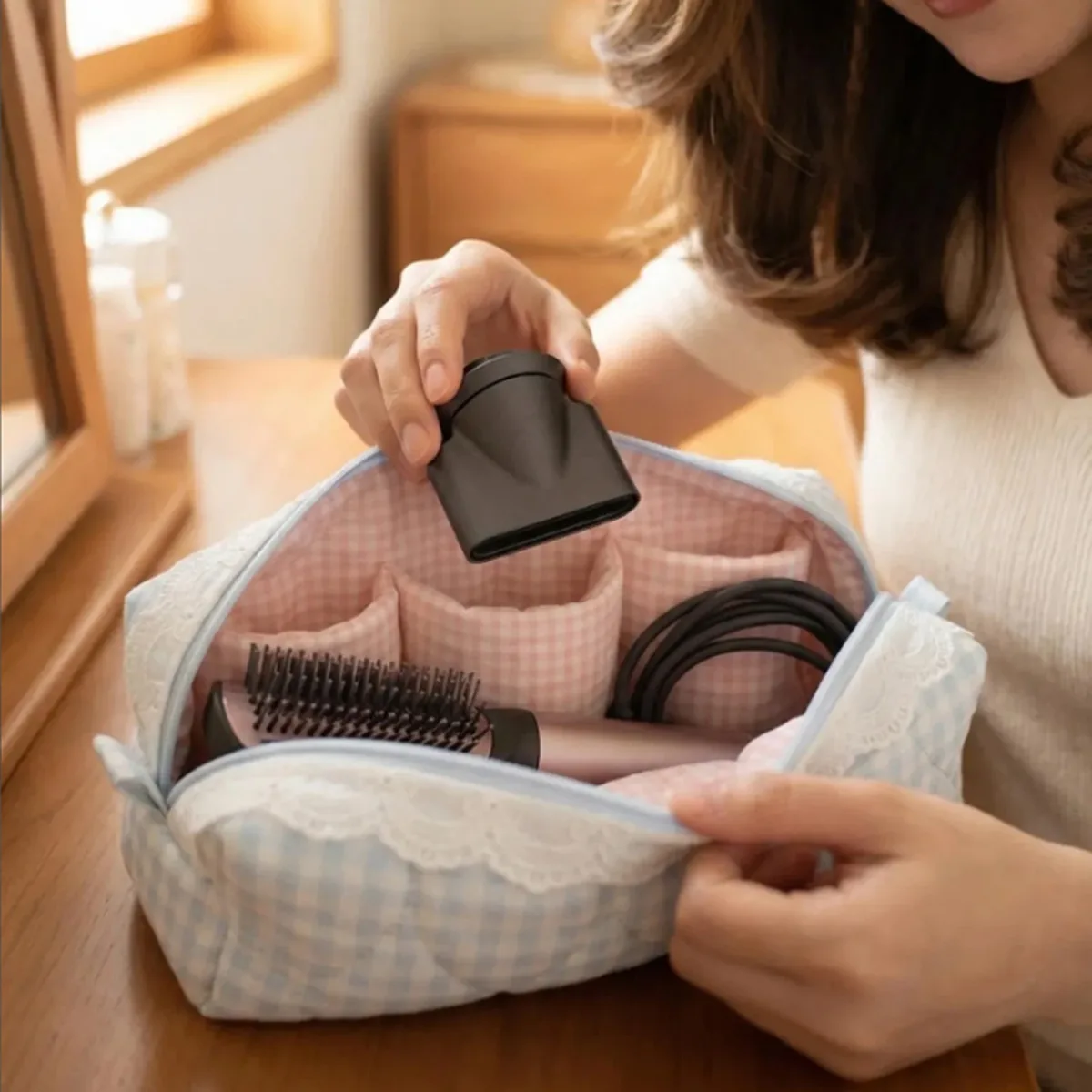 sac de rangement pour articles de toilette avec fermeture éclair et pochettes multi-compartiments, trousse de toilette de voyage de grande capacité pour femmes, dames et filles