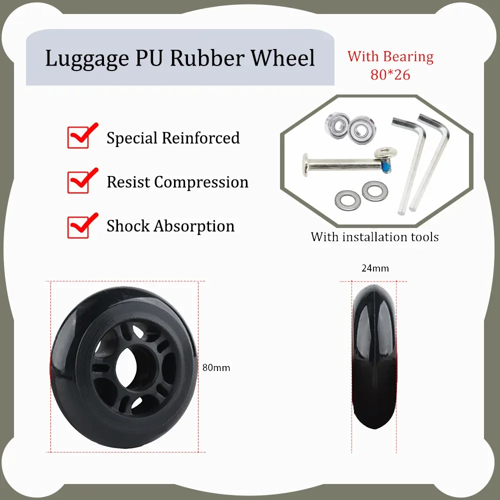 rouleaux de compression en caoutchouc pu pour bagages, roue de remplacement, valise à roulettes, boîte à mot de passe de voyage, accessoires de réparation, degré d'usure