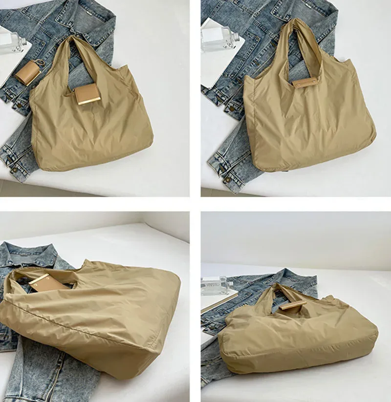 mini sac fourre-tout réutilisable avec porte-clés, léger, écologique, pliable, sac de courses grande capacité, porte-clés extensible, sac pour femme