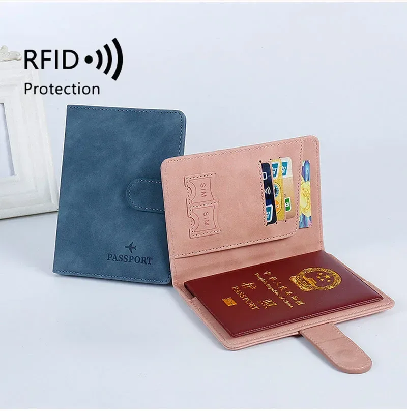 porte-passeport en cuir étanche avec blocage rfid, portefeuille de carte de crédit de voyage, livre de passepo