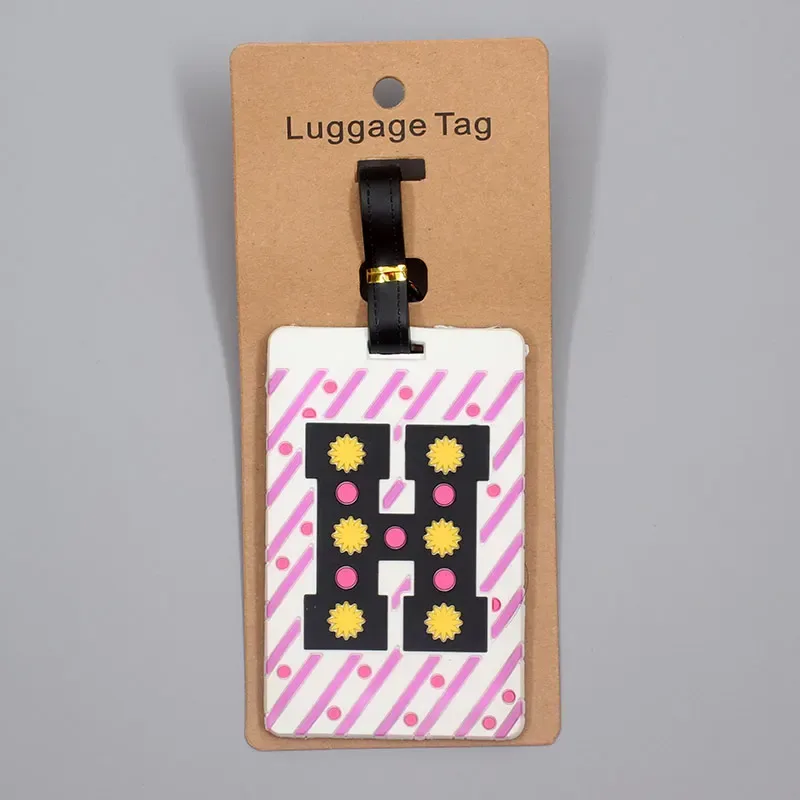 étiquette d'accessoires de voyage pour bagages, 26 lettres mignonnes, en gel de silice, support d'identification pour valise, étiquette d'embarquement pour bagages, portable, nouveauté