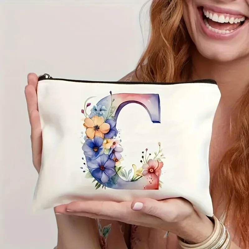 trousse de maquillage pour femme a-z lettre motif créatif sacs de maquillage sac de rangement sacs à fermeture éclair pochette de maquillage