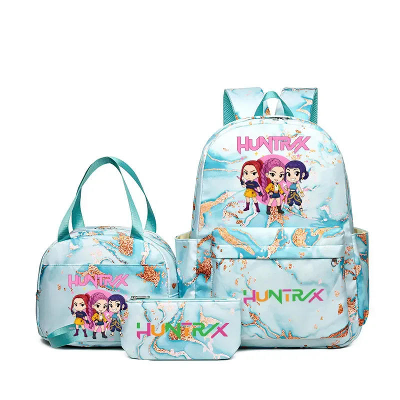 sacs à dos kpop demon hunters avec sacs à déjeuner, sacs d'école légers pour étudiants et adolescents, sac de voyage décontracté pour femmes, 3 pièces/ensembles