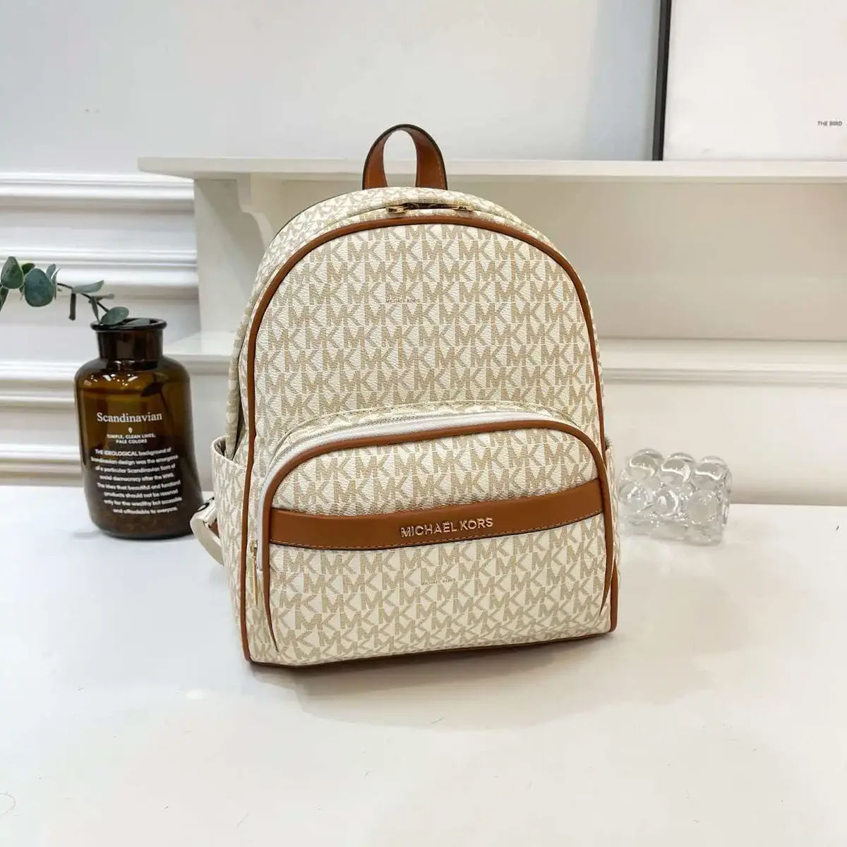 Sac à dos de banlieue grande capacité polyvalent de luxe léger et tendance MK/Michael Kors 2026 avec imprimé