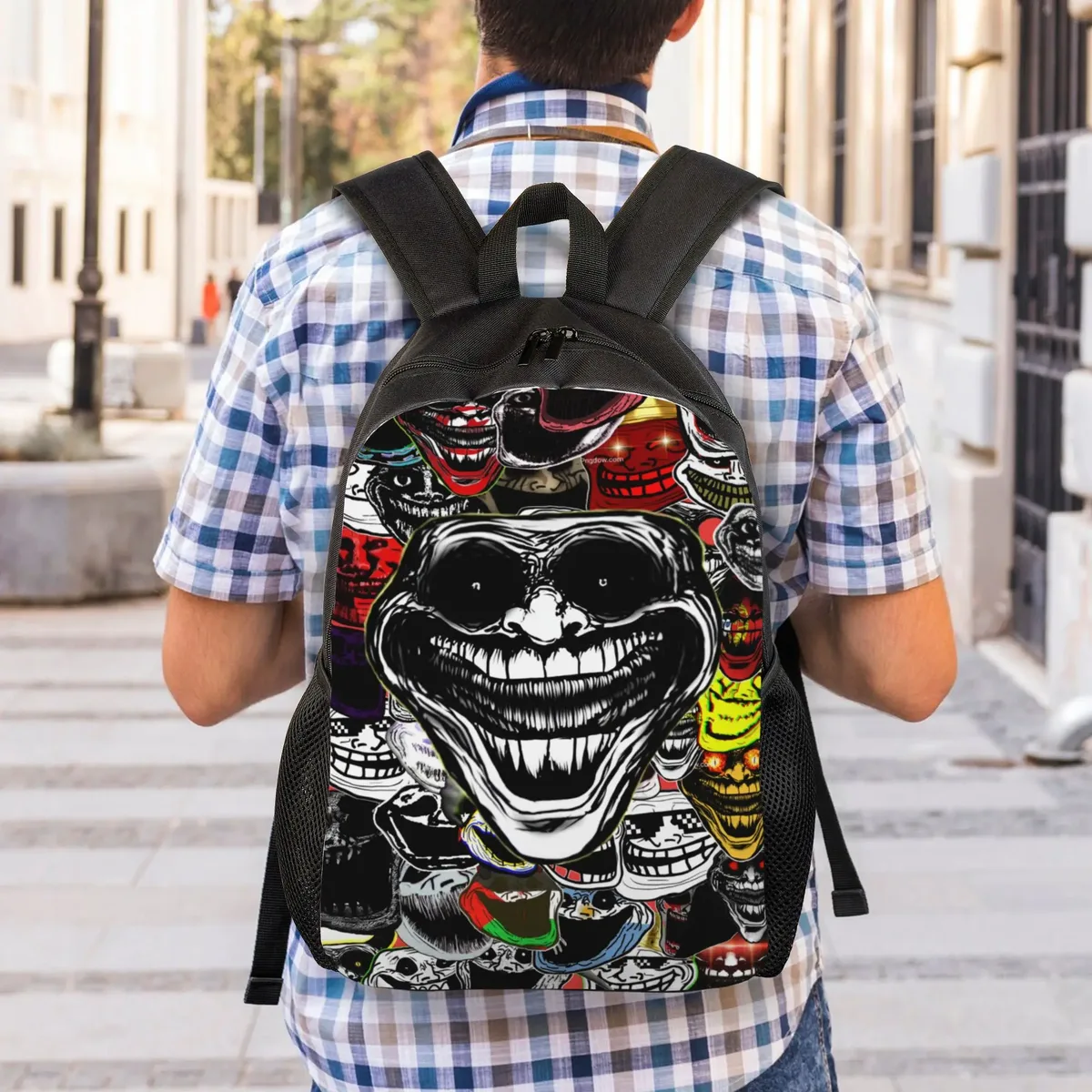 sac à dos personnalisé trollface amusant pour ordinateur portable, sac à dos basique pour femmes et hommes, sac à dos pour l'école, le collège, l'université, sac de dessin animé