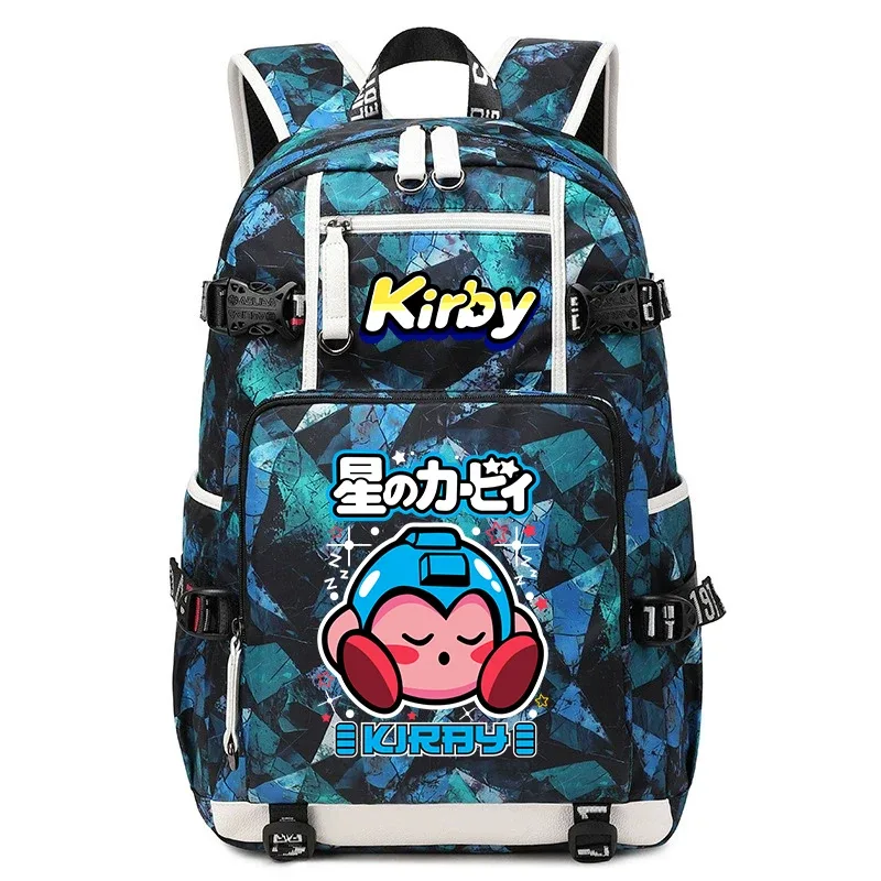 sac à dos d'étudiant imprimé dessin animé kirby, sac d'école de voyage de grande capacité pour enfants et adolescents