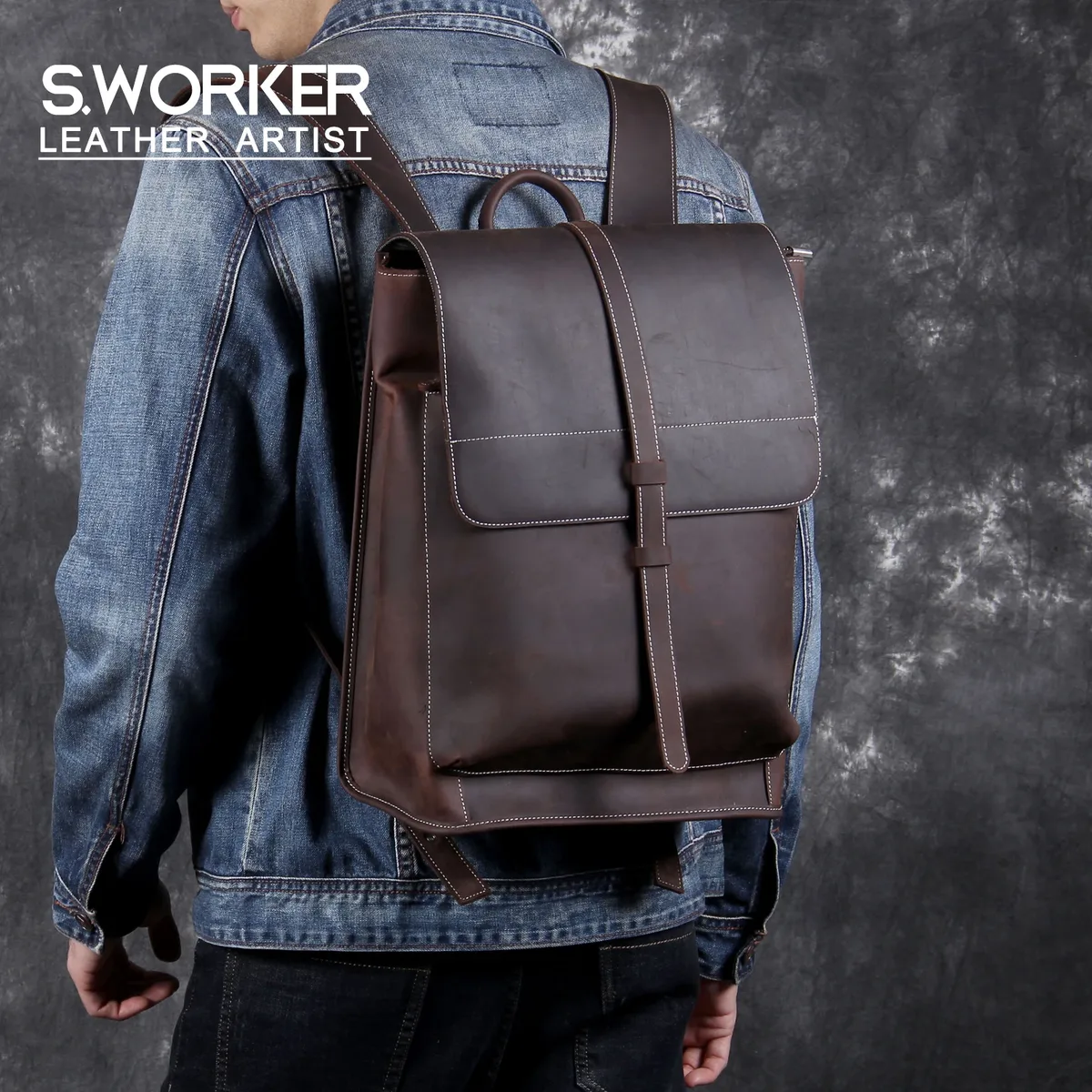 Sac à dos vintage en cuir véritable pour homme, fait main, en cuir pleine fleur, sac à bandoulière pour ordinateur portable, sac Crazy Horse, mode pour homme