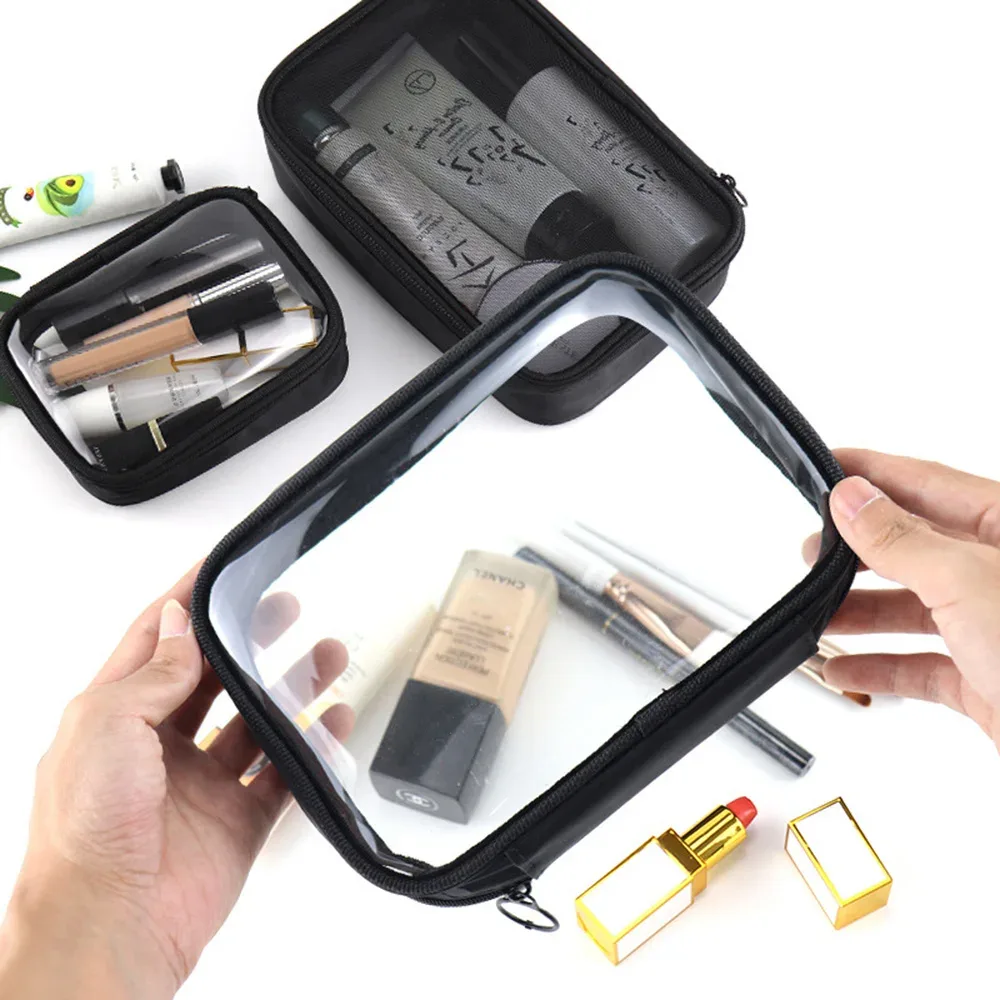 1 sac de maquillage transparent, sac de toilette étanche, sac de maquillage portable, pochette organisatrice de pinceaux de toilette, trousse de maquillage de voyage en pvc
