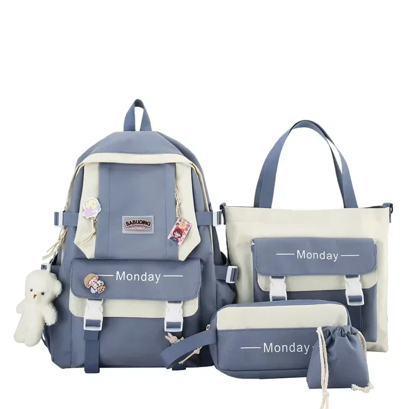 4 pièces nouvelle mode enfants école sac à dos mignon femmes sac à dos bookbag pochette d'ordinateur pour adolescents filles étudiants sac à dos mochila