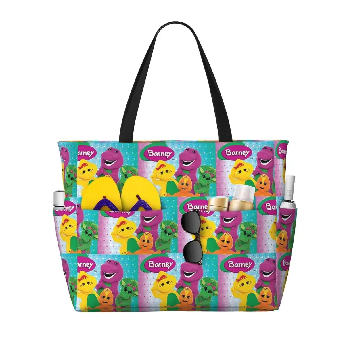 barney and friends – sac fourre-tout de plage, sac de sport, de yoga, grand sac fourre-tout pour femmes, sac de voyage, sac de fitness