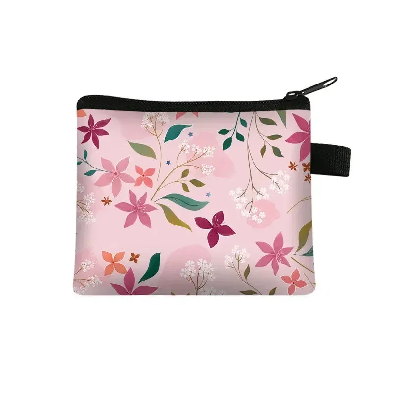 petit sac à cosmétiques imprimé floral pour filles et femmes, sac de rangement pour serviettes hygiéniques, sac de rangement pour pièces de monnaie, carte, argent, écouteurs, porte-rouge à lèvres, pochette