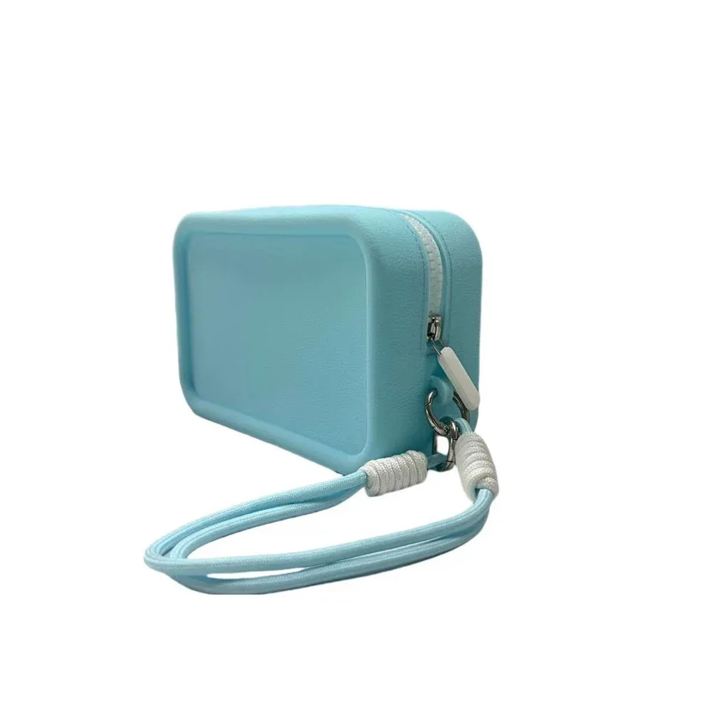 sac en silicone couleur bonbon, sac de maquillage, sac à cosmétiques, pochette de rouge à lèvres en silicone pour organisateur d'utilisation quotidienne