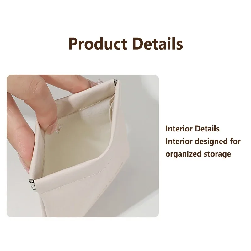 pochette de rangement mini imperméable en pu avec fermeture automatique, étui à rouge à lèvres et poudre, sac de transport pour écouteurs, organiseur cosmétique portable