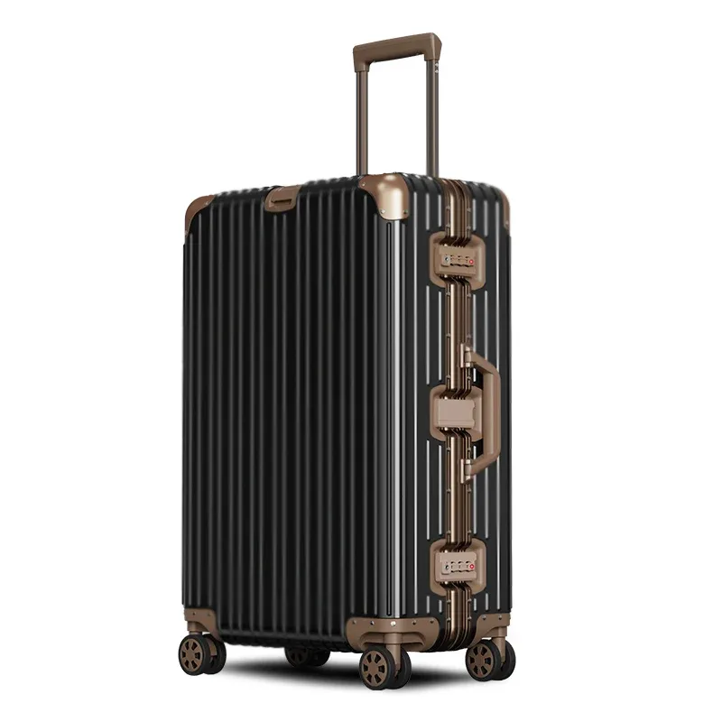 valise en aluminium 20/22/24/26/29 pouces, 100% alliage aluminium-magnésium, valise à roulettes avec serrure à combinaison, bagage cabine