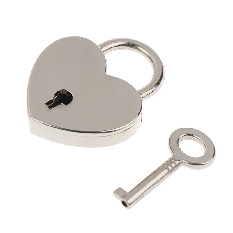 1 ensemble de cadenas en forme de cœur, serrures de matériel pour bagages avec serrure à clé pour voyage, boîte à bijoux de mariage, journal intime, valise, cadeau de noël