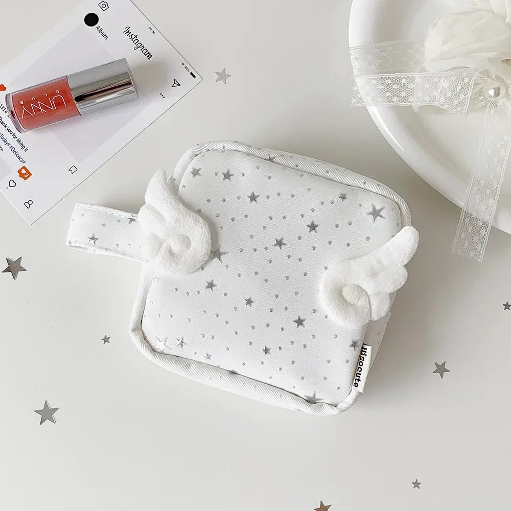 sac de rangement cosmétique portable multi-usage motif ange mignon, trousse de toilette, pochette de rangement pour rouge à lèvres et maquillage pour femmes, sac de voyage à main