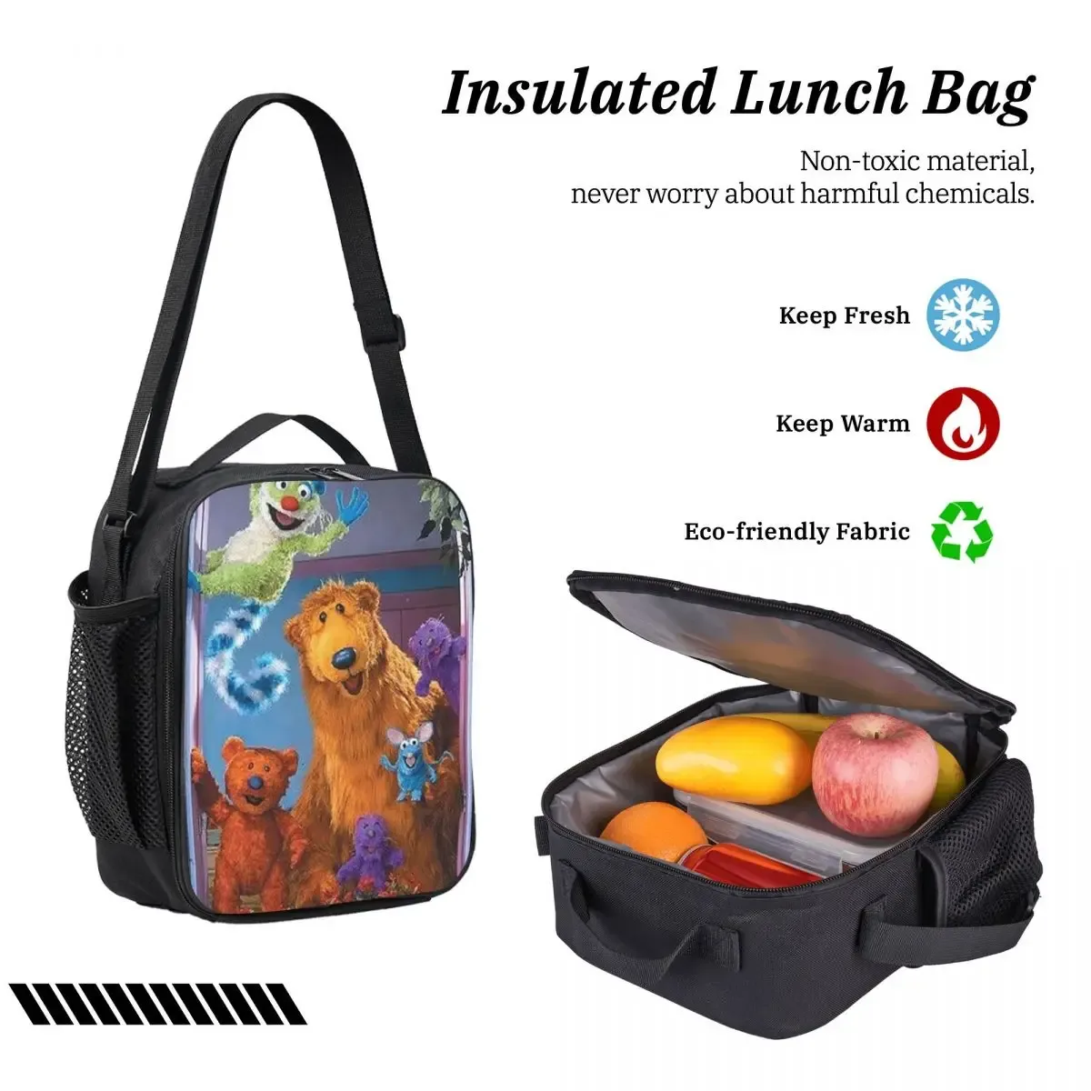 sac à dos ours dans la grande maison bleue, sac à livres pour garçons et filles, sac d'école, sacs à bandoulière pour ordinateur, sac à déjeuner isolé 3ps, trousse à crayons