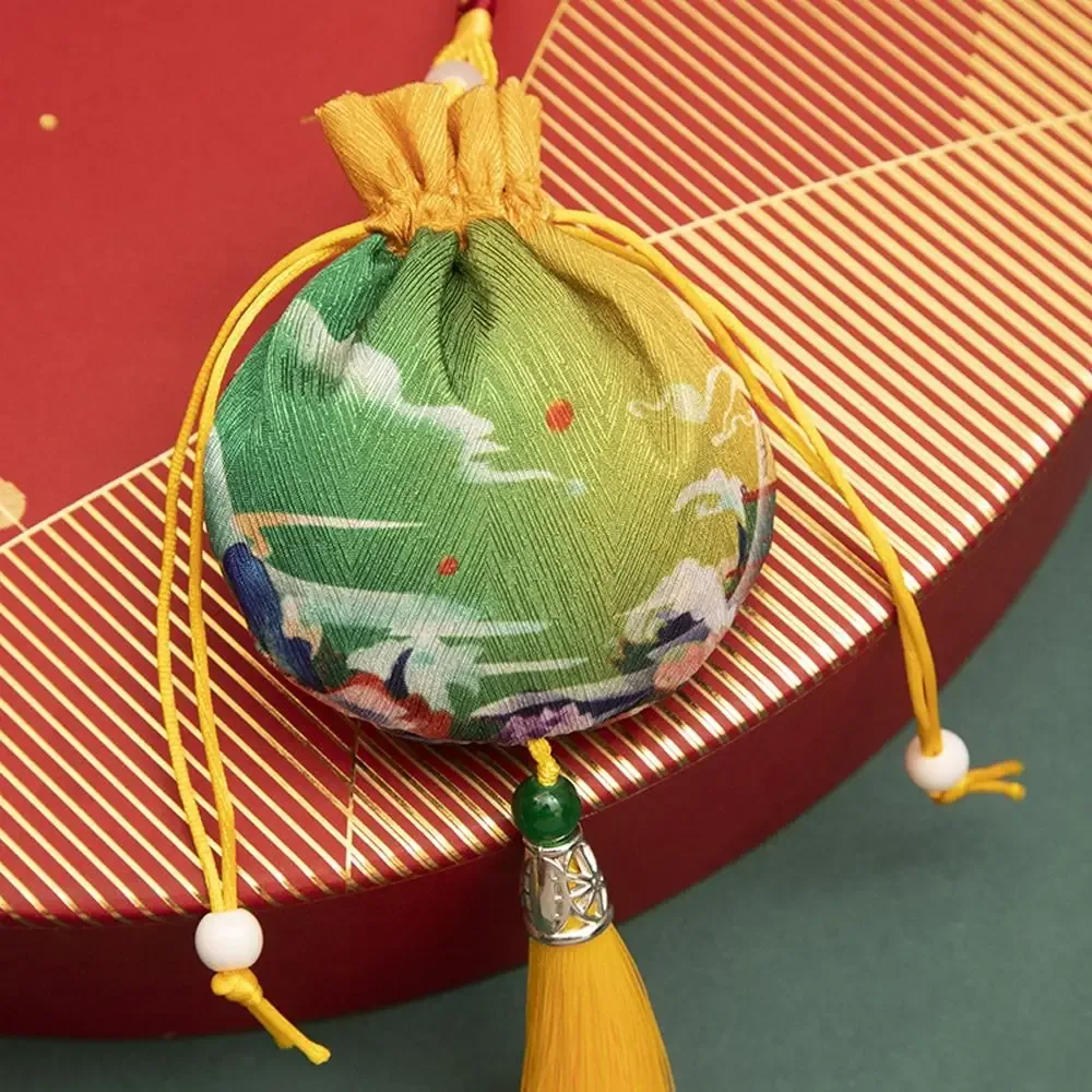 étui à colliers, pochette en tissu à cordon, décoration suspendue, pochette à fleurs, sac à bijoux pour femmes, sac de rangement de style chinois, sachet vide.
