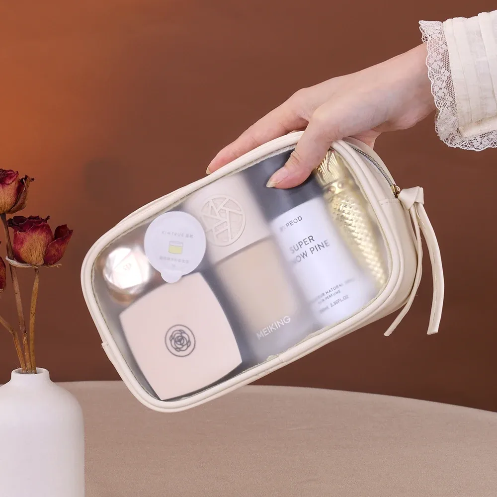 pochette de maquillage de toilette en pu étanche, sac à cosmétiques portable, sac de bain transparent pour lavage de bébé, sac de rangement de voyage pour natation et fitnes