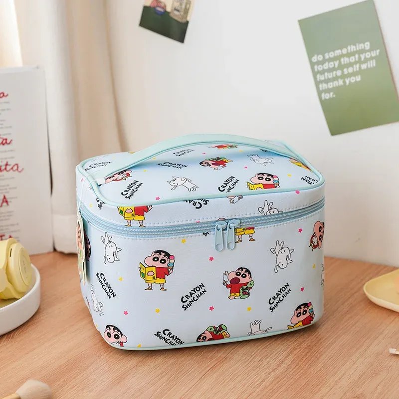 sac à cosmétiques authentique crayon shin-chan pour femmes, sac de maquillage multifonctionnel, grande capacité, étui de rangement de voyage portable