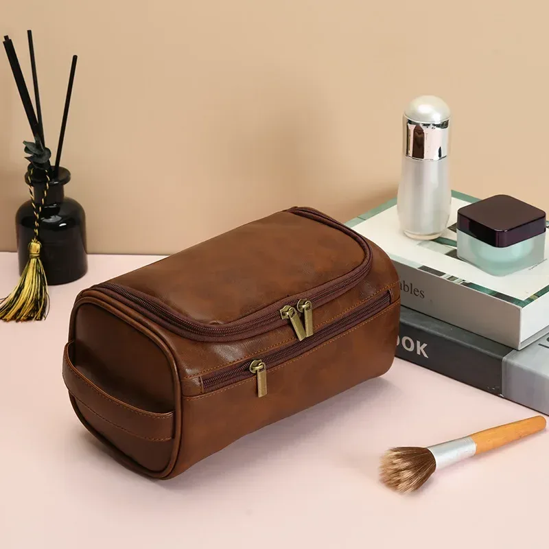 trousse de toilette de luxe vintage pour hommes, trousse de voyage nécessaire pour affaires, étuis de maquillage cosmétiques, organisateur de rangement suspendu, sacs de lavage