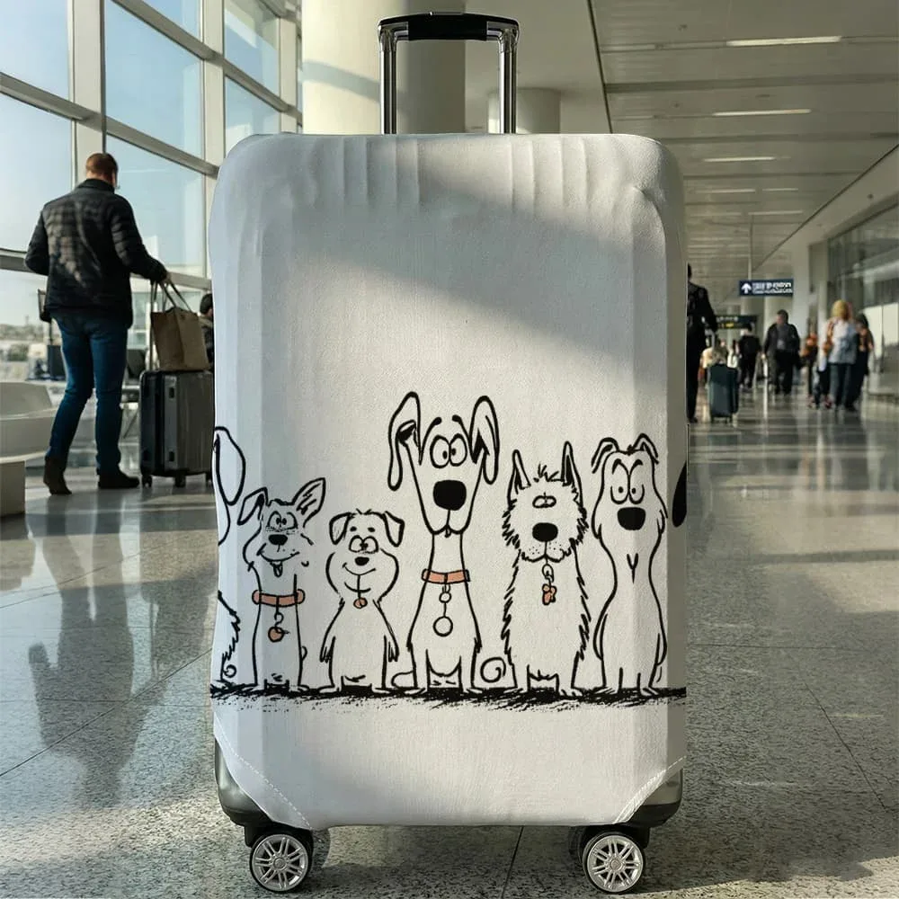 housse de protection pour bagages à motif de chien, adaptée aux bagages de 18 à 32 pouces, avec poignées, accessoires de voyage