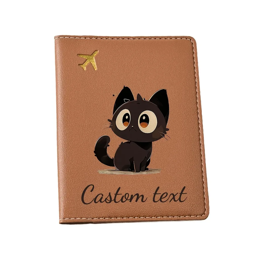 porte-passeport personnalisé pour chaton, compatible avec les passeports - étui pour documents de voyage avec nom/texte, motif chaton mignon, couverture de passeport