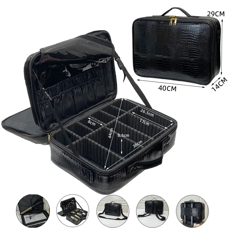 trousse de maquillage en cuir pu de grande capacité, trousse à cosmétiques professionnelle, trousse de maquillage étanche, trousse de beauté, essentiel de la présidence, nouveau