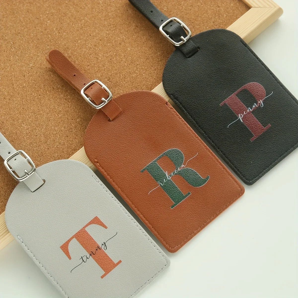 étiquette de bagage personnalisée avec nom et initiales pour valises, étiquettes de bagage colorées avec monog