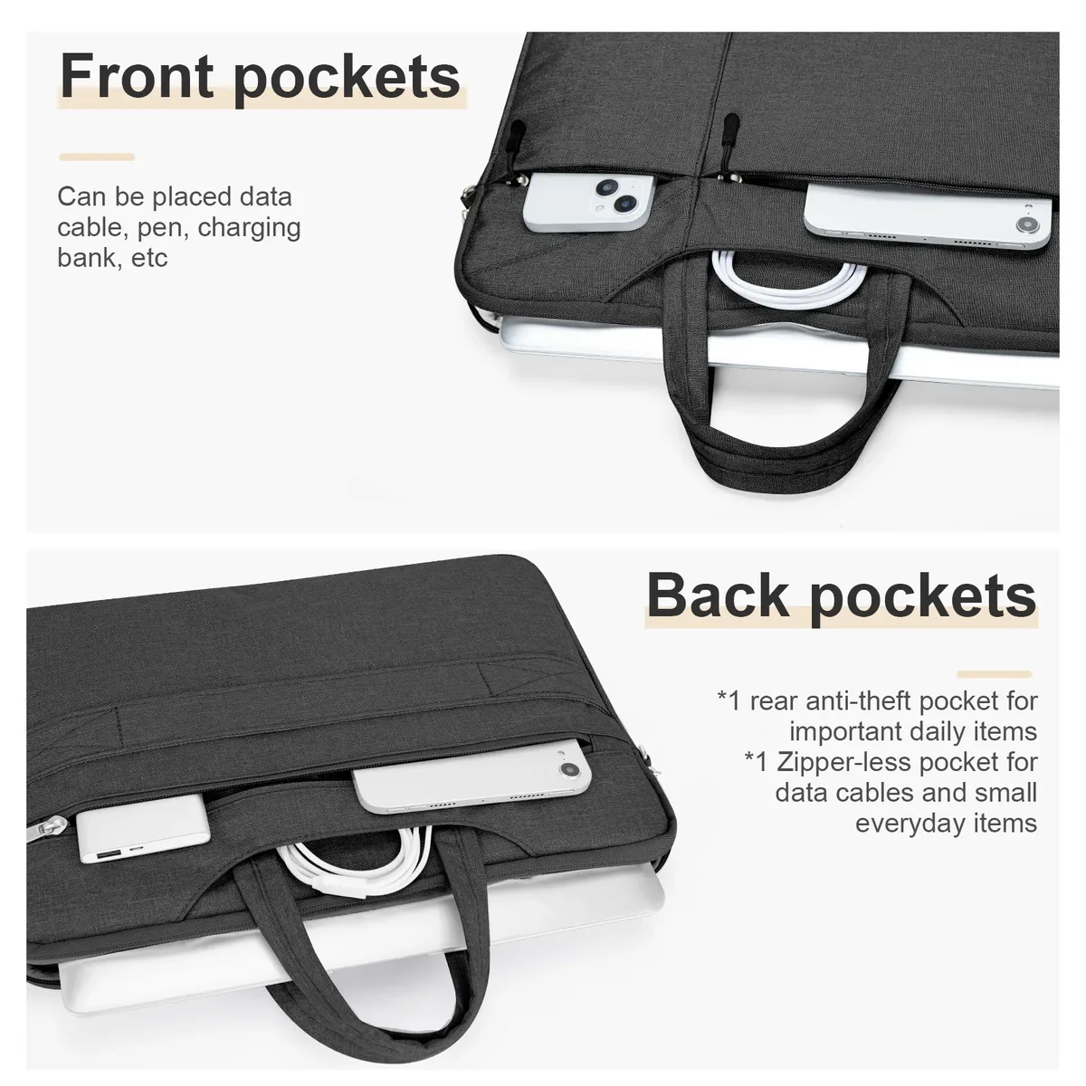 sac pour ordinateur portable étanche 13 14 15 pouces, pochette pour ordinateur portable 13 14 15 pouces pour lenovo, hp, etc., sac à main pour hommes et femmes