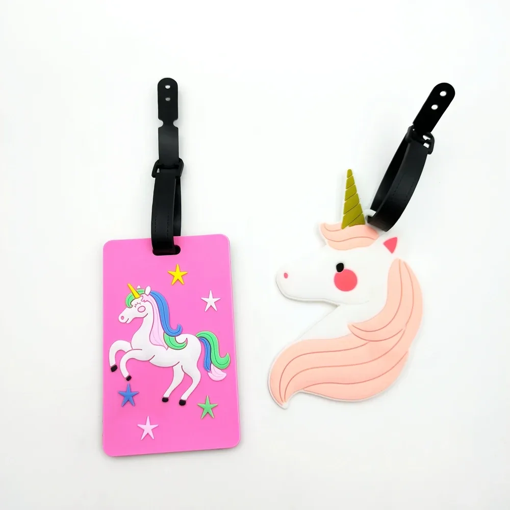 étiquettes de bagage licorne 1 pièce/2 pièces pour voyages d'affaires adultes, bagages d'aéroport, étiquettes d'identification anti-perte, pendentifs, étiquettes nominatives, hommes et femmes