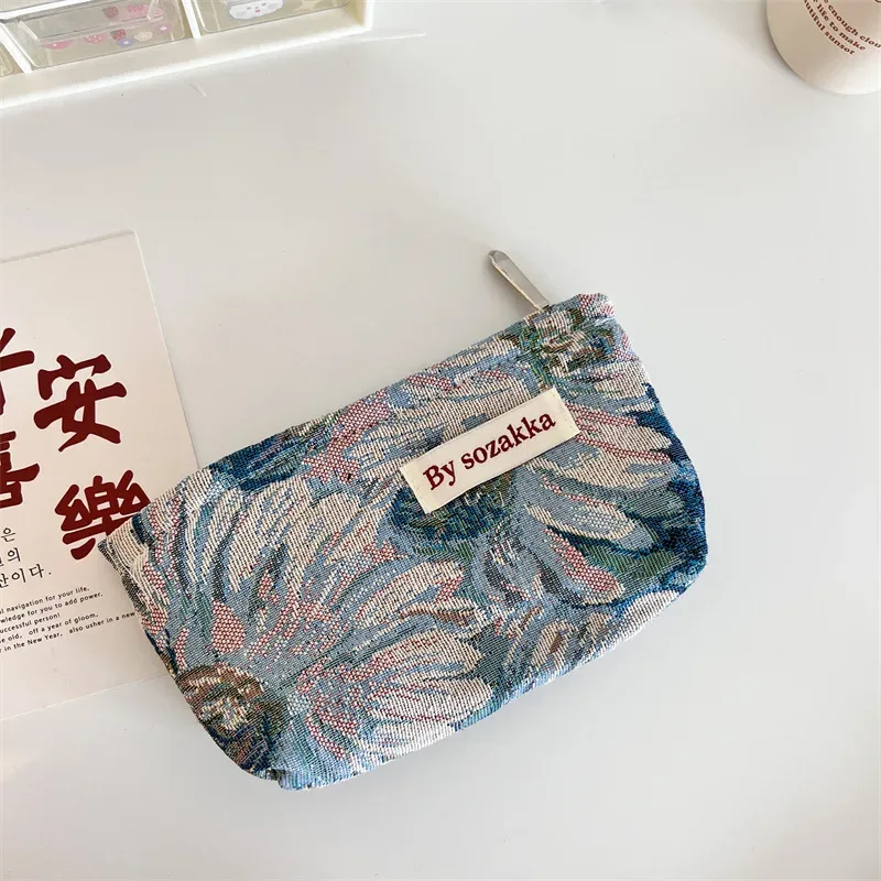 sac de rangement de cosmétiques de voyage à fleurs, mode coréenne, portefeuille kawaii pour femmes, kits de maquillage, sacs à main, trousse à crayons pour téléphone, pochette de rangement