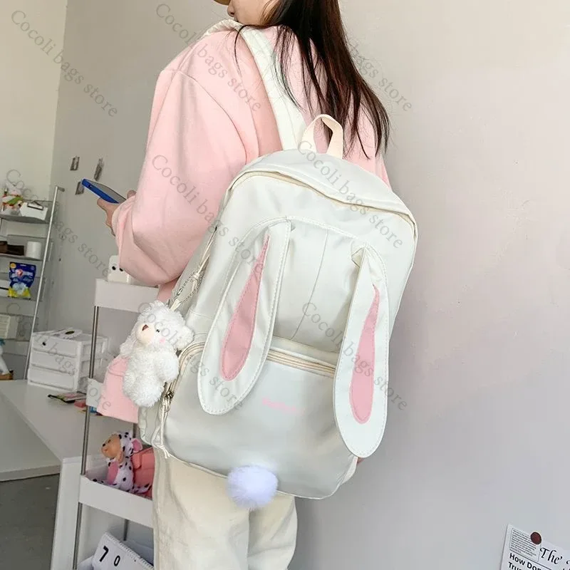 sac à dos oreilles de lapin kawaii pour filles, sac à dos d'école mignon pour filles, sac à dos à usage quotidien en nylon pour la rentrée scolaire