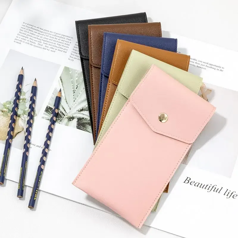 étui à crayons en cuir pu, sac de rangement pour étudiants, sac portable pour lunettes et papeterie, sac de rangement pour stylos de bureau grande capacité.