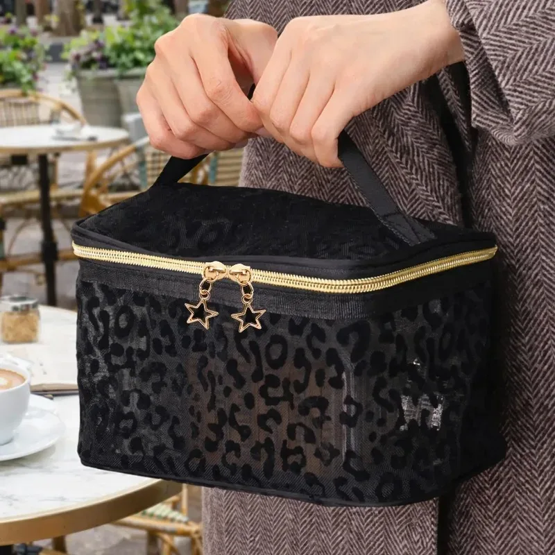 sac à cosmétiques en maille pour femmes, sac de rangement de voyage, organisateur de maquillage, pochette de maquillage portable, petite et grande trousse de toilette, étui de beauté