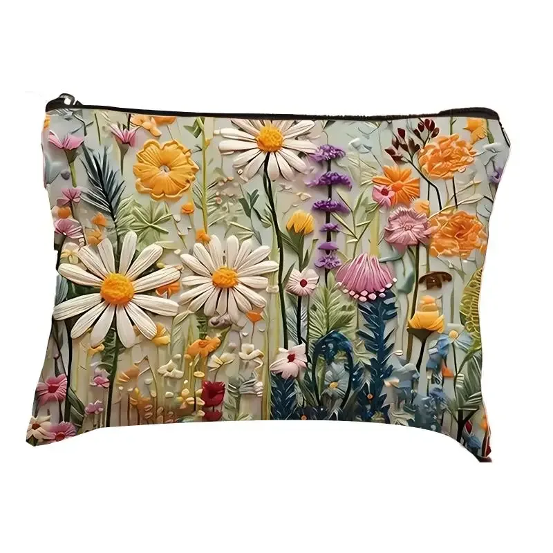 sac à cosmétiques imprimé double face style boho vintage, trousse de toilette de voyage pour femmes, sac de maquillage de grande capacité, sacs de rangement, cadeaux